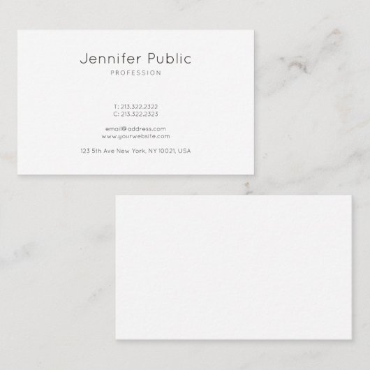 Stijlvol, minimalistisch design modern, wit vlak b visitekaartje (Voorkant / Achterkant)