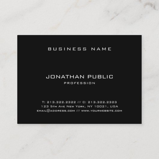 Stijlvol minimalistisch elegant zwart, eenvoudig m visitekaartje (Achterkant)