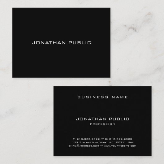 Stijlvol minimalistisch elegant zwart, eenvoudig m visitekaartje (Voorkant / Achterkant)