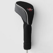 Stijlvol Minimalistisch Gegemonogrammeerd Zwart Ro Golfheadcover (Schuin)