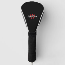 Stijlvol Minimalistisch Gegemonogrammeerd Zwart Ro Golfheadcover