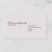 Stijlvol minimalistisch grijs visitekaartje (Achterkant)