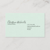 Stijlvol minimalistisch groen visitekaartje (Achterkant)