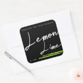Stijlvol minimalistisch kaartenlabel zwart lemon L Vierkante Sticker (Envelop)