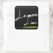 Stijlvol minimalistisch kaartenlabel zwart lemon L Vierkante Sticker (Tas)