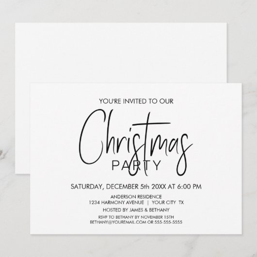 Stijlvol minimalistisch kerstfeest kaart (Voorkant / Achterkant)