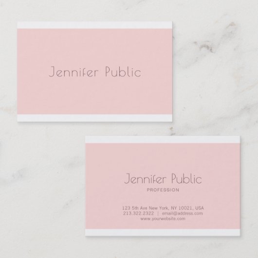Stijlvol minimalistisch modern design trendy roze visitekaartje (Voorkant / Achterkant)