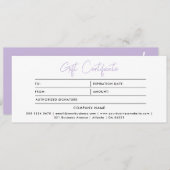 Stijlvol minimalistisch modern Paarse cadeaubon (Voorkant / Achterkant)