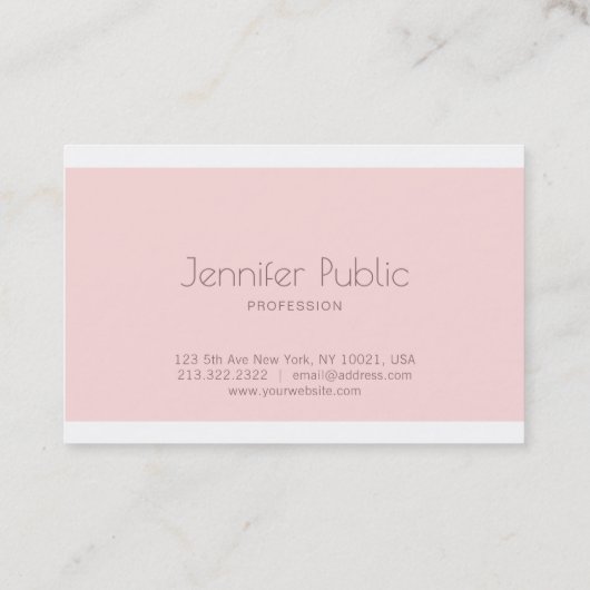 Stijlvol minimalistisch modern Trendy Plain Blush  Visitekaartje (Achterkant)