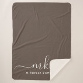 Stijlvol minimalistisch monogram en naam sherpa deken (Voorkant)
