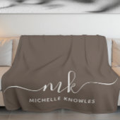 Stijlvol minimalistisch monogram en naam sherpa deken