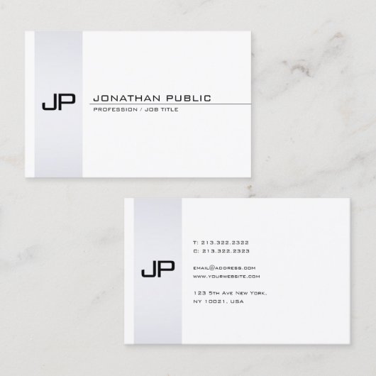 Stijlvol minimalistisch monogram Modern Slank Visitekaartje (Voorkant / Achterkant)