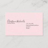 Stijlvol minimalistisch roze visitekaartje (Achterkant)