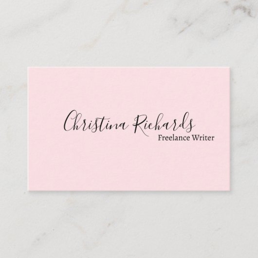 Stijlvol minimalistisch roze visitekaartje (Voorkant)