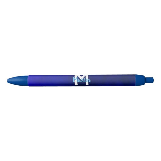 Stijlvol minimalistisch wit en blauw monogram zwarte inkt pen (Voorkant)