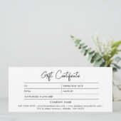 Stijlvol minimalistisch zwart-wit cadeaubon (Staand voorkant)