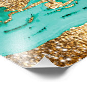 Stijlvol Mint Gold Abstract marble Liquid Paint Foto Afdruk (Hoek)