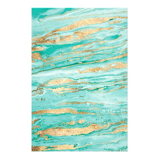 Stijlvol Mint Gold Abstract marble Liquid Paint Foto Afdruk (Voorkant)