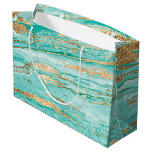 Stijlvol Mint Gold Abstract marble Liquid Paint Groot Cadeauzakje