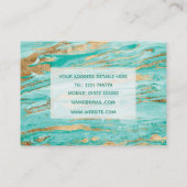 Stijlvol Mint Gold Abstract marble Liquid Paint Visitekaartje (Achterkant)
