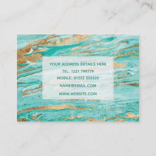 Stijlvol Mint Gold Abstract marble Liquid Paint Visitekaartje (Achterkant)