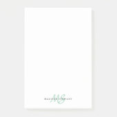 Stijlvol Mint Green Chic Script Monogram penseel Post-it® Notes (Voorkant)