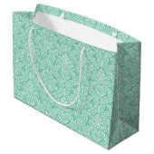 Stijlvol Mint Green Damask Monogram met naam Large Cadeautasje (Achterkant Gekanteld)