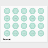 Stijlvol Mint Green Damask Monogram met naam Ronde Sticker (Vel)
