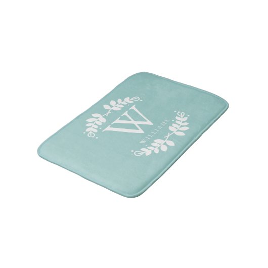 Stijlvol Mint Green Monogram Badmat (Gekanteld)