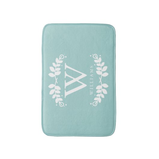 Stijlvol Mint Green Monogram Badmat (Voorkant Verticaal)