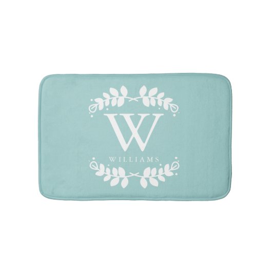 Stijlvol Mint Green Monogram Badmat (Voorkant)