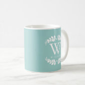 Stijlvol Mint Green Monogram Koffiemok (Voorkant rechts)