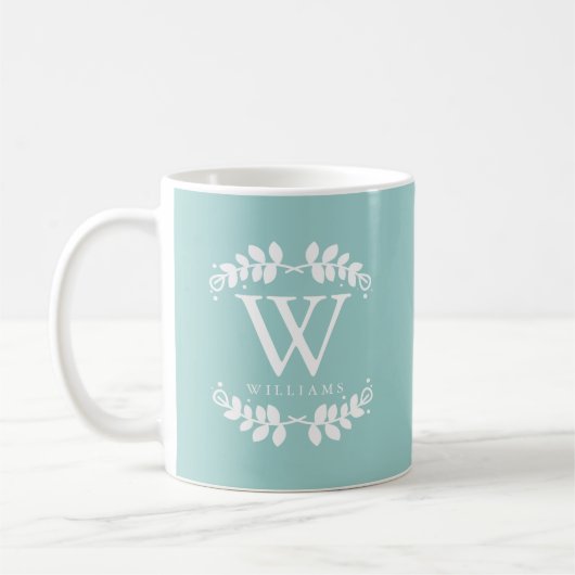 Stijlvol Mint Green Monogram Koffiemok (Links)