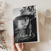 Stijlvol Mint Green Script Photo Afstuderen Bedankkaart