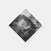 Stijlvol Mint Green Script Photo Afstuderen Servet (Hoek)