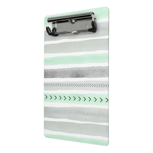 Stijlvol Mint Green Waterverf Stripes Design Mini Klembord (Angled2)