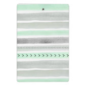 Stijlvol Mint Green Waterverf Stripes Design Mini Klembord (Achterkant)