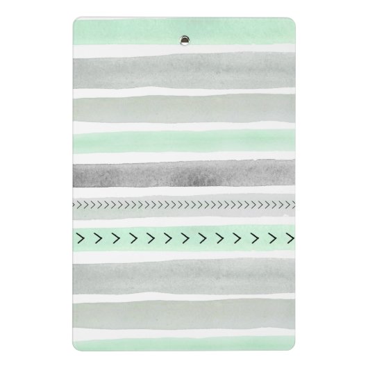 Stijlvol Mint Green Waterverf Stripes Design Mini Klembord (Achterkant)