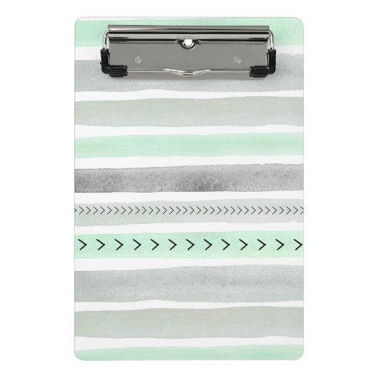 Stijlvol Mint Green Waterverf Stripes Design Mini Klembord (Voorkant)