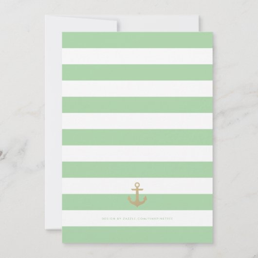 Stijlvol Mint Striped Nautical Vrijgezellenfeest n Kaart (Achterkant)