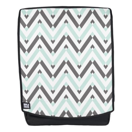 Stijlvol Mint White Gray Chevron Pattern Rugtassen (Voorkant)