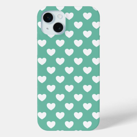 Stijlvol mintgroen polka stippenpatroon met harten Case-Mate iPhone case (Achterkant)