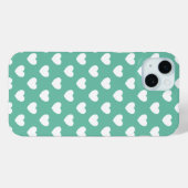 Stijlvol mintgroen polka stippenpatroon met harten Case-Mate iPhone case (Achterkant (horizontaal))