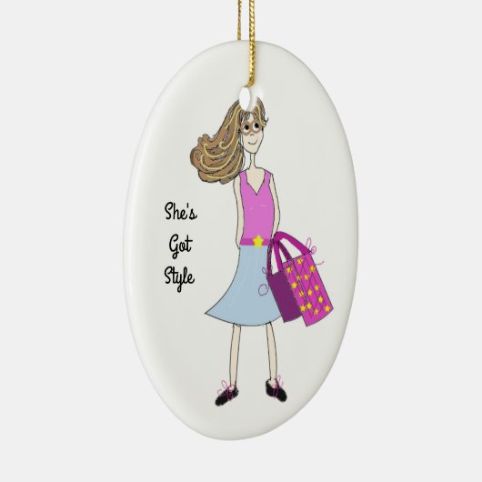 Stijlvol Mode meisje Keramisch Ornament (Rechts)