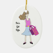 Stijlvol Mode meisje Keramisch Ornament (Voorkant)