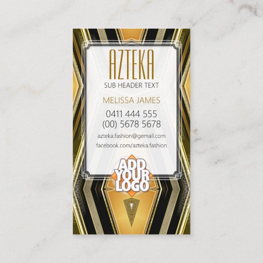 Stijlvol Mode zwart Gold ArtDeco-Visitekaartje Visitekaartje (Achterkant)