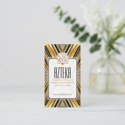 Stijlvol Mode zwart Gold ArtDeco-Visitekaartje Visitekaartje (Staand voorkant)