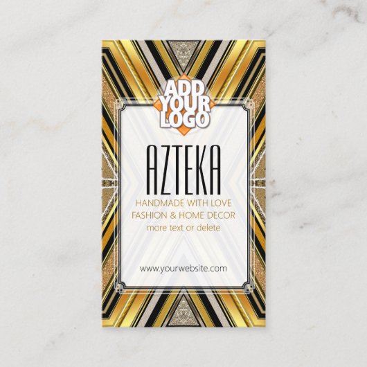 Stijlvol Mode zwart Gold ArtDeco-Visitekaartje Visitekaartje (Voorkant)