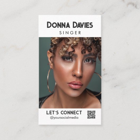 Stijlvol model actrice zangeres Headshot QR Code Visitekaartje (Voorkant)
