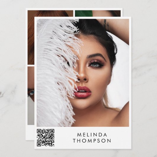 Stijlvol model Comp Kaart 5 Foto QR Code White (Voorkant / Achterkant)